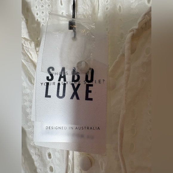 NWT Sabo skirt Sabo Luxe Palace Eyelet Mini Dress - White XS Long Sleeve - Picture 9 of 12